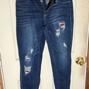 Maurices Distressed Dark Blue Skinny Jeans